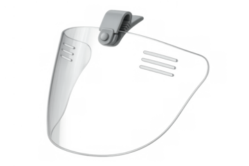 Clear football helmet visor offering protective eyeshield, sports equipment for player safety, isolated with transparent background