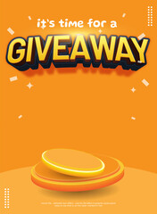 Sales podium banner template with editable text, Discount banner template in 3d vector