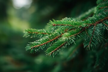 Closeup of green fir tree needles
