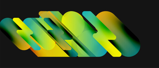 Abstract colorful ribbons overlap, creating dynamic visual effect. Bright gradients suggest movement, energy, modern design.