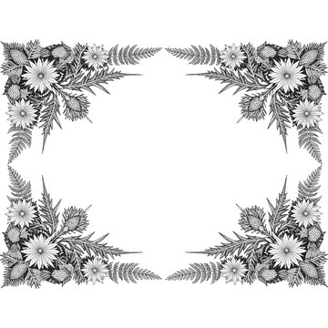 Antique Floral Corner Borders Vector on Transparent Background
