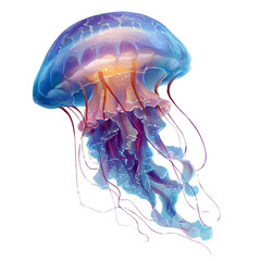 Artistic isometric watercolor image of Jellyfish, isolated on a white surface. © John