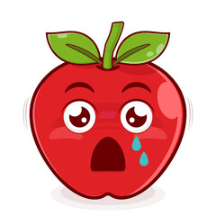 apple scared face cartoon cute