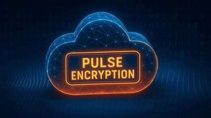 Pulse encryption digital cloud icon glowing with futuristic network lines symbolizing advanced data security technology connection and secure digital data transfer encryption concept - Powered by Adobe