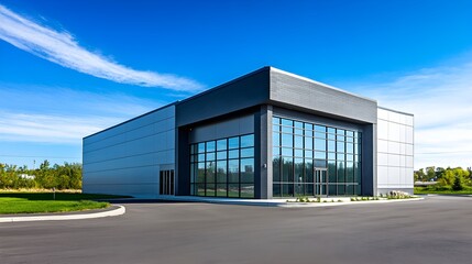 Modern Industrial Building with Large Glass Facade