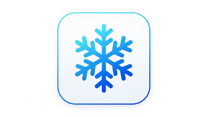 Snowflake icon with blue gradient colors on white background and rounded square frame
