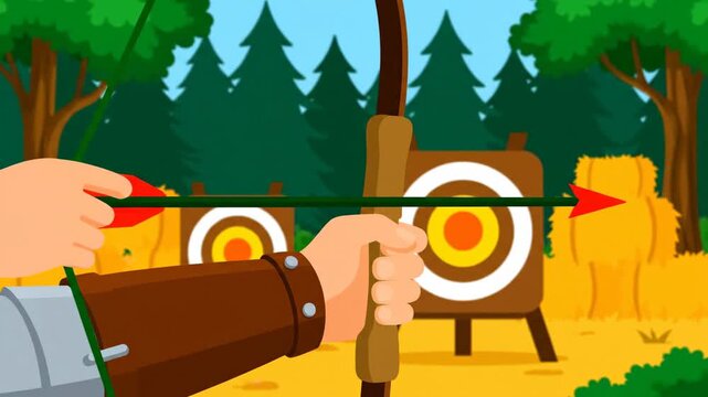 PERFECT SHOT Hitting The Bullseye Archery Animation