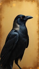 Moody Espresso Brown Canvas with Cinematic Crow, Crema Texture and Firefly Frame