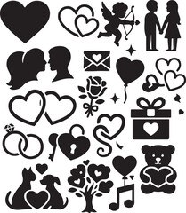 Ultimate Valentine's Day Silhouette Pack with Couple, Pets, Wedding Rings, Heart Tree and Romantic Icons