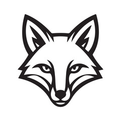 Obraz premium stylized fox head logo and emblem design, clever wild animal symbol, black and white illustration, cunning canine graphic Fox head silhouette, tribal art, clever animal, cunning predator, monochrome l