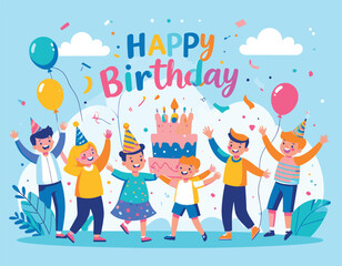 Fototapeta premium happy birthday kids