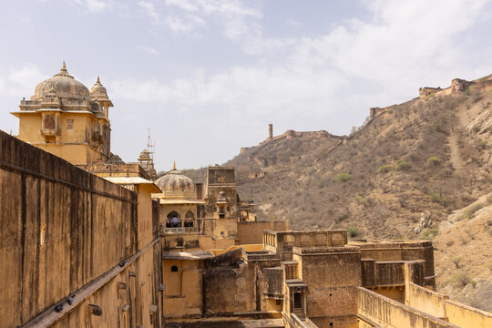 Architecture view of amber fort or amer fort palace of jaipur. Amber fort is a famous tourist destination of rajasthan. 