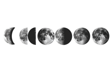 Moon phase cycle graphic illustration isolated on transparent background