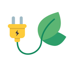 Green energy concept with electric plug and leaf illustration