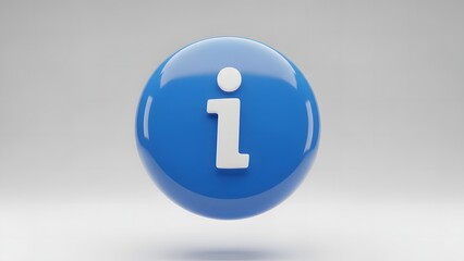 3D Information Icon Button with Glossy Blue UI Style on Transparent Background