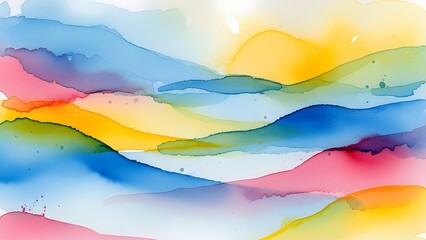 Abstract Watercolor Ink Wash Landscape or Mountain Range Background