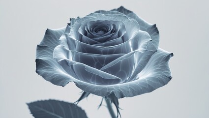 Obraz premium Blue rose on gray background — AI-generated