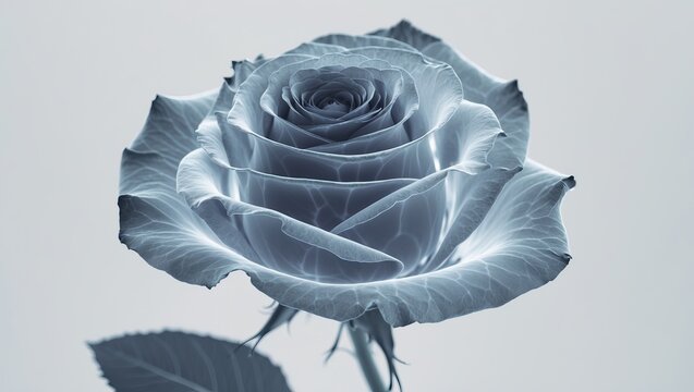 Blue rose on gray background &mdash; AI-generated