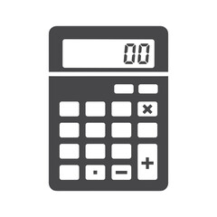 Simple gray calculator icon on white background