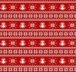 ugly Christmas sweater seamless knitting pattern.Festive knitted pattern design featuring reindeer christmas trees and snowflake elements for holiday season