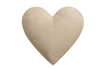 Fototapeta premium Beige heart shaped soft pillow transparent background