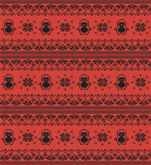 ugly Christmas sweater seamless knitting pattern.Festive knitted pattern design featuring reindeer christmas trees and snowflake elements for holiday season