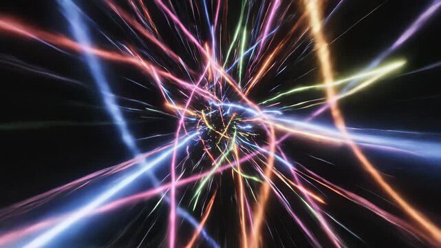 Glowing fireworks explosion bursts forth with vibrant hues, capturing the exhilarating concept of joy and celebration, perfect for conveying excitement, anticipation, and euphoria in projects.