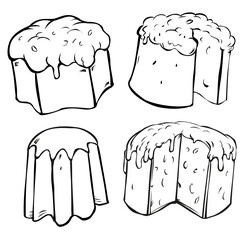 Panettone vector set, hand drawn doodle illustration.