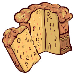 Hand drawn cartoon style panettone vector illustration