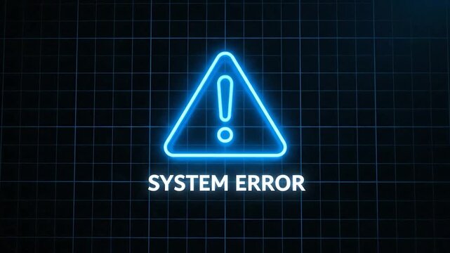 Glowing blue 'SYSTEM ERROR' message with exclamation triangle on a dark grid screen