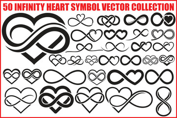 Fototapeta premium 50 Infinity Heart Symbol Vector Bundle