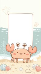 A cartoon crab is holding a sign that says "I love you"