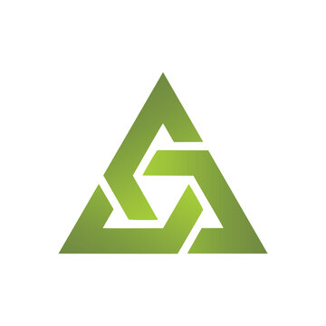 The logo features a stylized, equilateral triangle composed of three interlocking or woven segments.