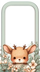 A cute little deer with antlers is sitting on a flower