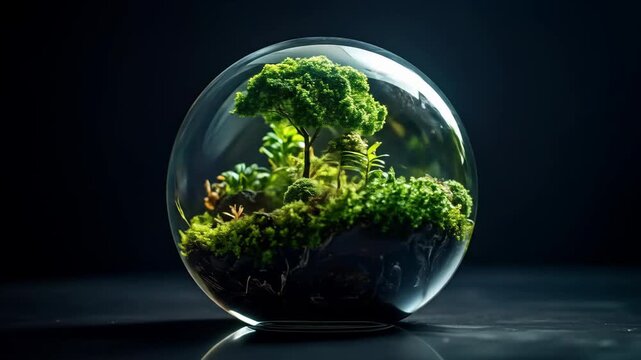 Beautiful Terrarium - A Miniature Ecosystem in a Glass Globe.