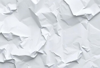 Obraz premium Close-up of a crumpled sheet of white paper, showing creases and texture, office, abstract
