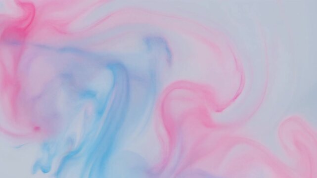 Pastel pink and blue watercolor paint spreading organically across a light pastel gray canva