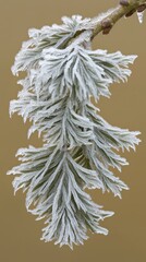 Frosted Branch Detail on Tan Backdrop with Soft Light Effects