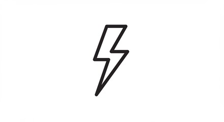クリアな白い背景に鮮やかに浮かび上がる黒い稲妻のシンプルアイコン 速度と電力そして現代的なエネルギーを視覚的に表現するデザイン. AI Generated