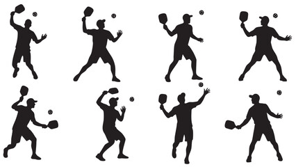 Obraz premium Silhouettes of people playing tennis on transparent background