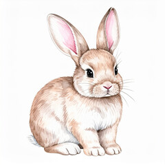 Fototapeta premium Watercolor boho bunny illustration, hand-drawn art, cute sketchy style, soft pastel colors, whimsical