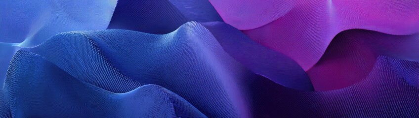 Vibrant purple and blue abstract wave pattern with textured fabric effect