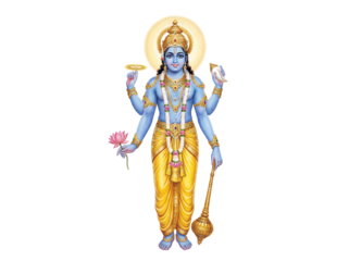A majestic depiction of lord vishnu standing gracefully