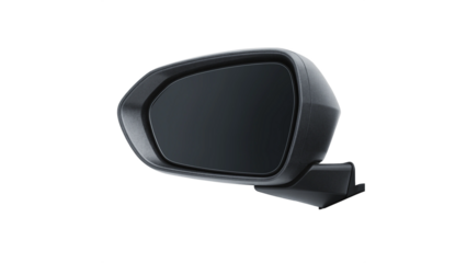 Modern Black Plastic Car Side View Mirror Assembly Isolated on Transparent Background