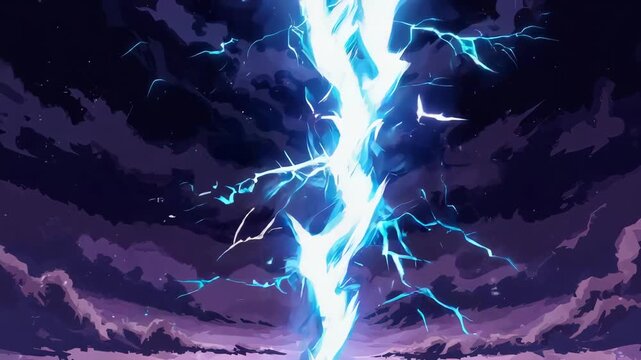 Electric Lightning Storm in Dark Clouds.