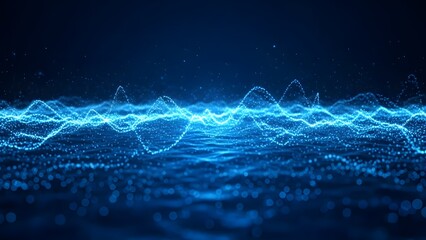 Electric blue waveform on a dark background with glowing lines
