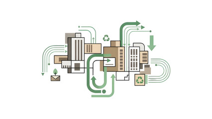 Smart City Technology Illustration with Data Connections