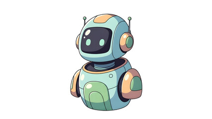 Friendly AI Robot Character Illustration for Future Technology