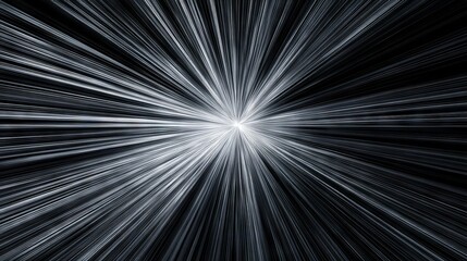 A stark white center explodes outwards into a radial pattern of bright lines, contrasting against a dark background