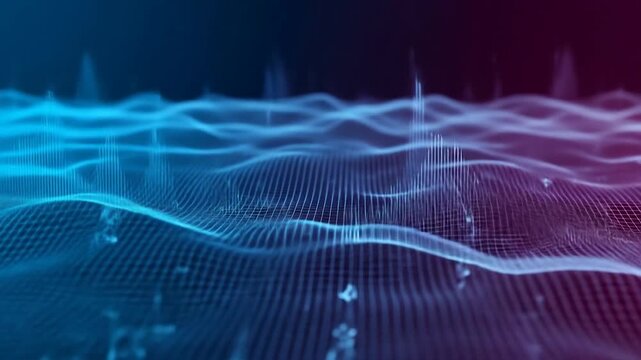 Abstract Digital Waveform Blue  Pink Futuristic Data Flow.